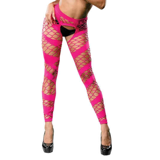 Naughty Girl Sexy Leggings Wild Mesh Design Pink O/S Beverly Hills Naughty Girl