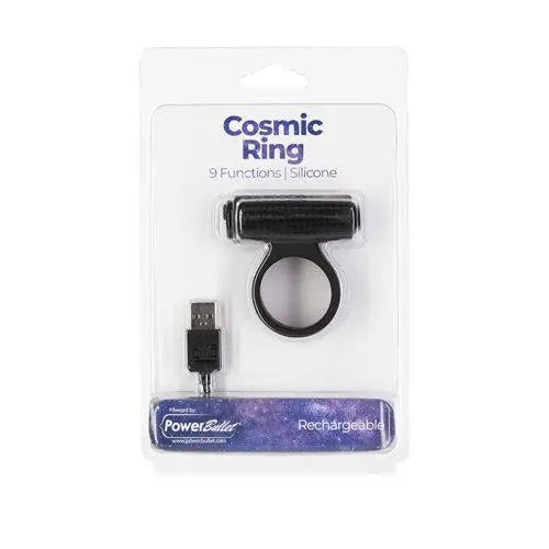 Power Bullet Cosmic Cock Ring W/ Bullet Black BMS Enterprises