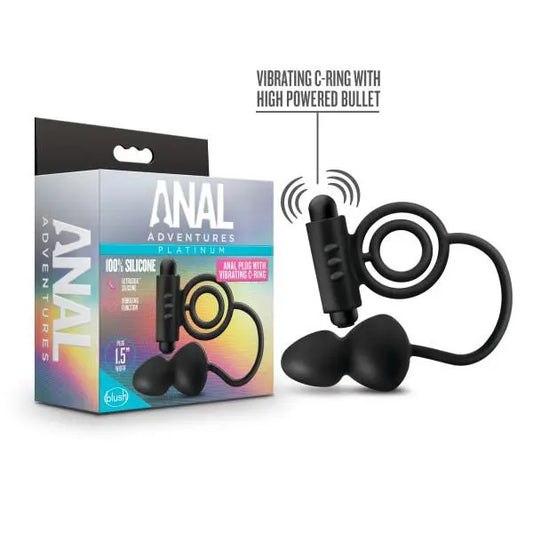 Anal Adventures Platinum Silicone Anal Plug W Vibrating C Ring Black Blush Novelties