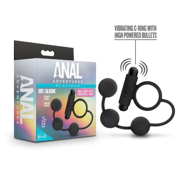 Anal Adventures Platinum Anal Beads W/ Vibrating C Ring Blush Novelties