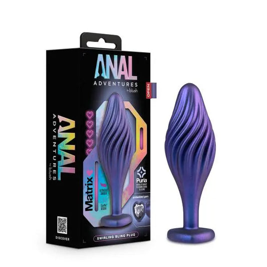 Anal Adventures Matrix Swirl Bling Plug Sapphire Blush Novelties