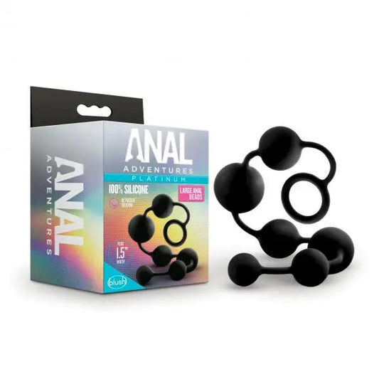 Anal Adventures Platinum Black Silicone Large Anal Beads Blush Novelties