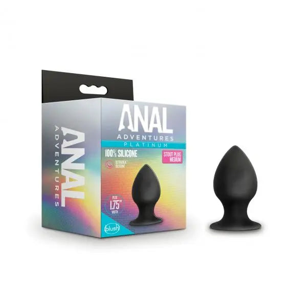 Anal Adventures Platinum Silicone Anal Stout Plug Medium Black Blush Novelties