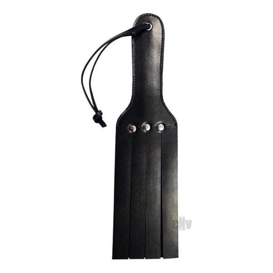 4 Strap Leather Paddle Black Rouge Garments