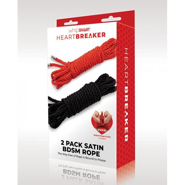 Whipsmart Heartbreaker Satin Bdsm Rope - Black/red Set Of 2 Xgen