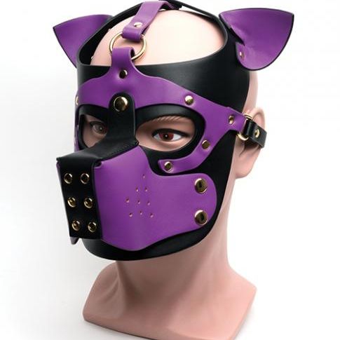 665 Bondage Pup Hood - O/s Black/purple 665 inc