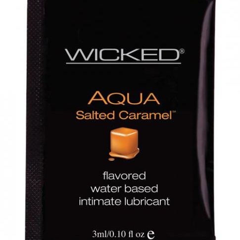 Wicked Sensual Care Collection Aqua Waterbased Lubricant - 3 ml. Packet Salted Caramel Wicked Sensual Care