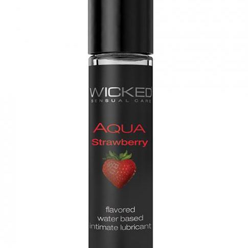 Wicked Aqua Water Based Flavored Lubricant Strawberry 1oz Wicked Sensual Care