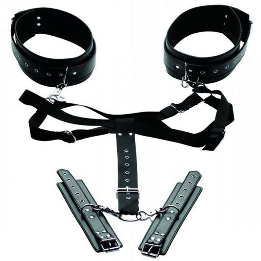 Acquire Easy Access Thigh Harness, Wrist Cuffs Black XR Brands