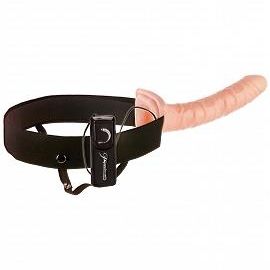 10in Vibrating Hollow Strap On - Beige Pipedream