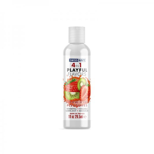 4 In 1 Playful Flavors Strawberry-kiwi Pleasures 1 Oz. - Sexxxhive.com