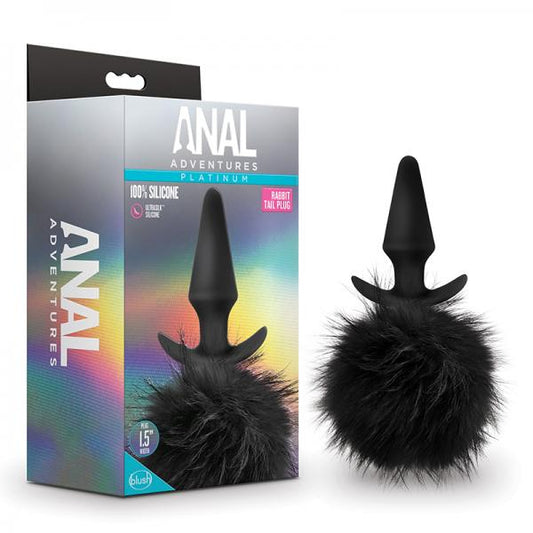 Anal Adventures Platinum - Rabbit Tail Plug - Black Blush Novelties