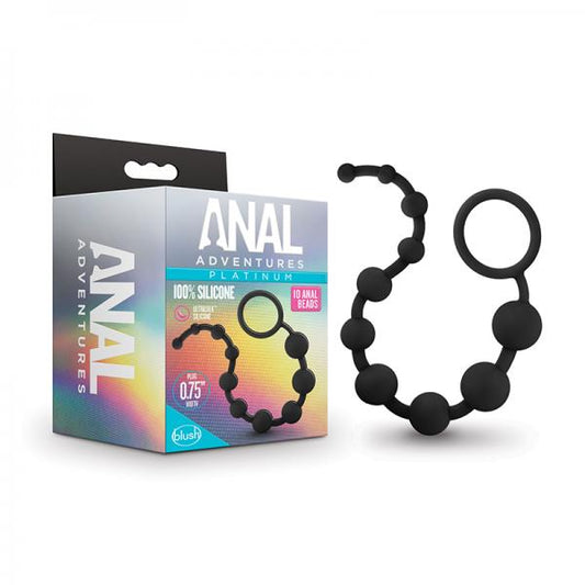 Anal Adventures Platinum - Silicone 10 Anal Beads - Black Blush Novelties