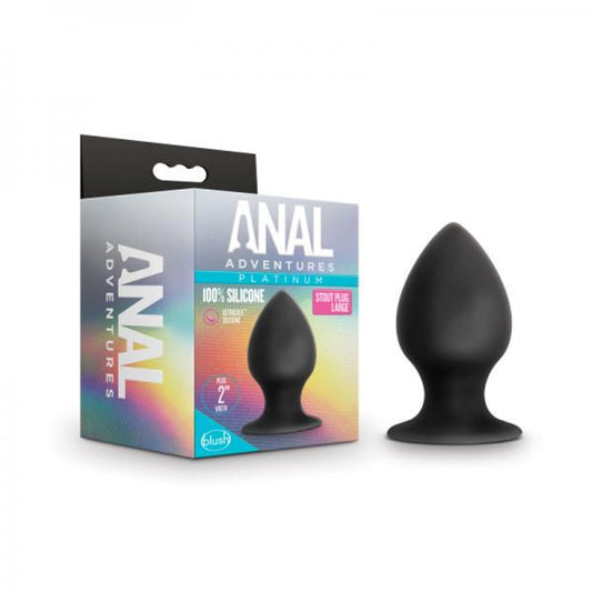 Anal Adventures Platinum - Silicone Anal Stout Plug - Large - Black Blush Novelties