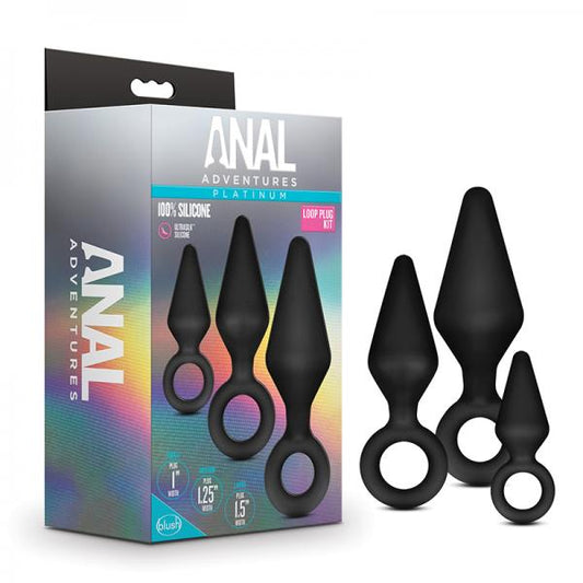 Anal Adventures Platinum - Silicone Loop Plug Kit - Black Blush Novelties