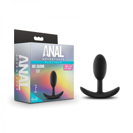 Anal Adventures Platinum - Silicone Vibra Slim Plug - Small - Black Blush Novelties