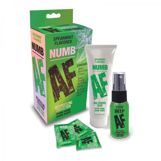 Numb Af Kit Gel, Spray, And Mints Little Genie