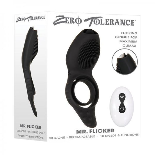 Zt Mr. Flicker Vibrating Silicone Cock Ring Black - Sexxxhive.com