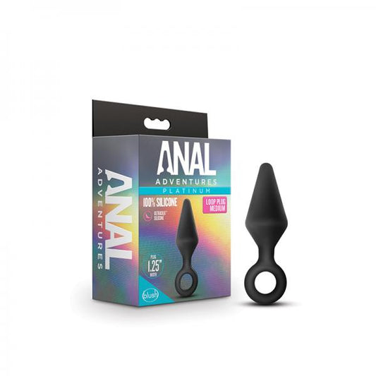 Anal Adventures Platinum Silicone Loop Plug Medium Black Blush Novelties