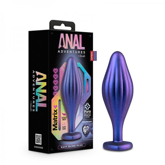 Anal Adventures Matrix Wavy Bling Plug Sapphire Blush Novelties