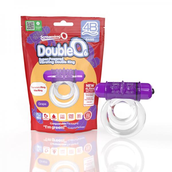 Screaming O 4b Doubleo 6 Vibrating Double Cockring Grape Screaming O