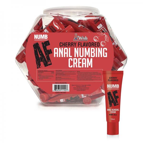 Numb Af Cherry Flavored Anal Numbing Cream 65-piece Fishbowl Display Little Genie Productions