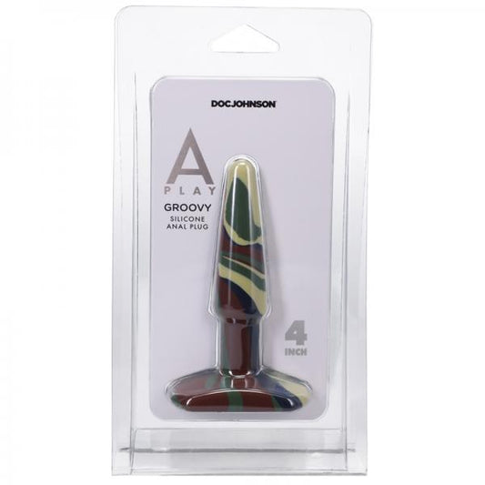 A-play Groovy 4 In. Silicone Anal Plug Camouflage Doc Johnson