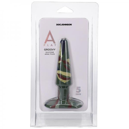 A-play Groovy 5 In. Silicone Anal Plug Camouflage Doc Johnson