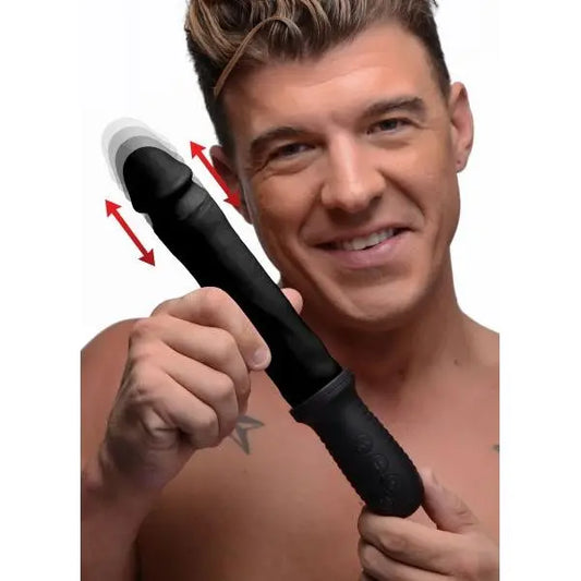 8x Auto Pounder Vibrating And Thrusting Dildo With Handle - Black XR Brands