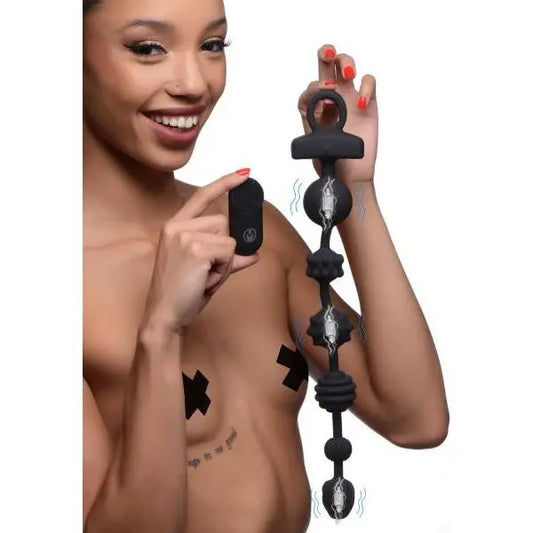 21x Dark Rattler Vibrating Silicone Anal Beads With Remote XR Brands