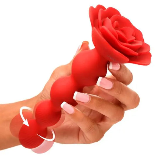 10x Rose Twirl Vibrating And Rotating Silicone Anal Beads XR Brands