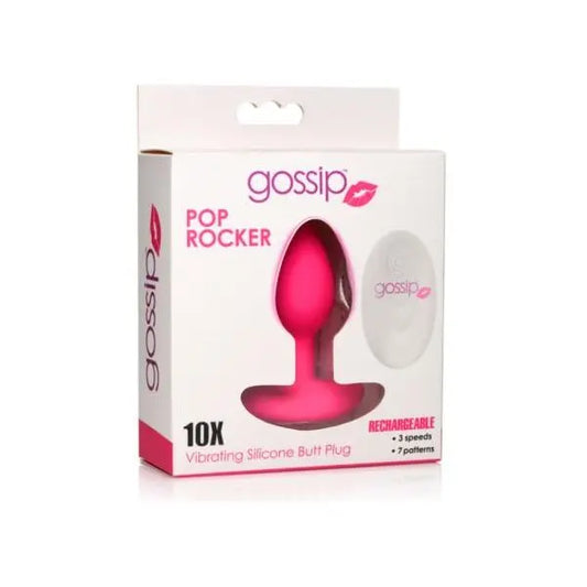 10x Pop Rocker Vibrating Silicone Plug With Remote - Magenta Curve Toys