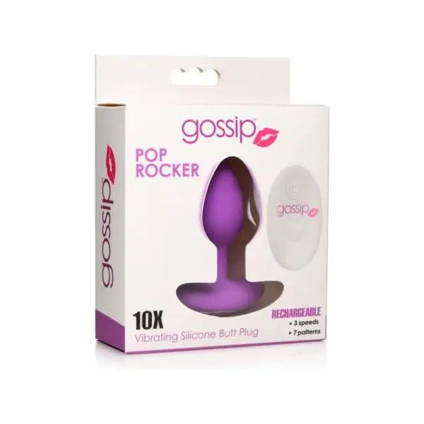 10x Pop Rocker Vibrating Silicone Plug With Remote - Violet Curve Toys