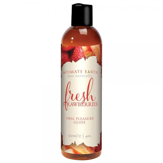 Intimate Earth Flavored Glide Fresh Strawberries 4oz - Sexxxhive.com